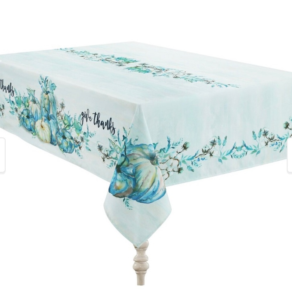 Cool blue pumpkin fall autumn table cloth